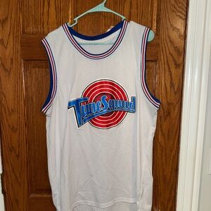 Tune Squad Basketball Jersey - White with Red & Blue Logo